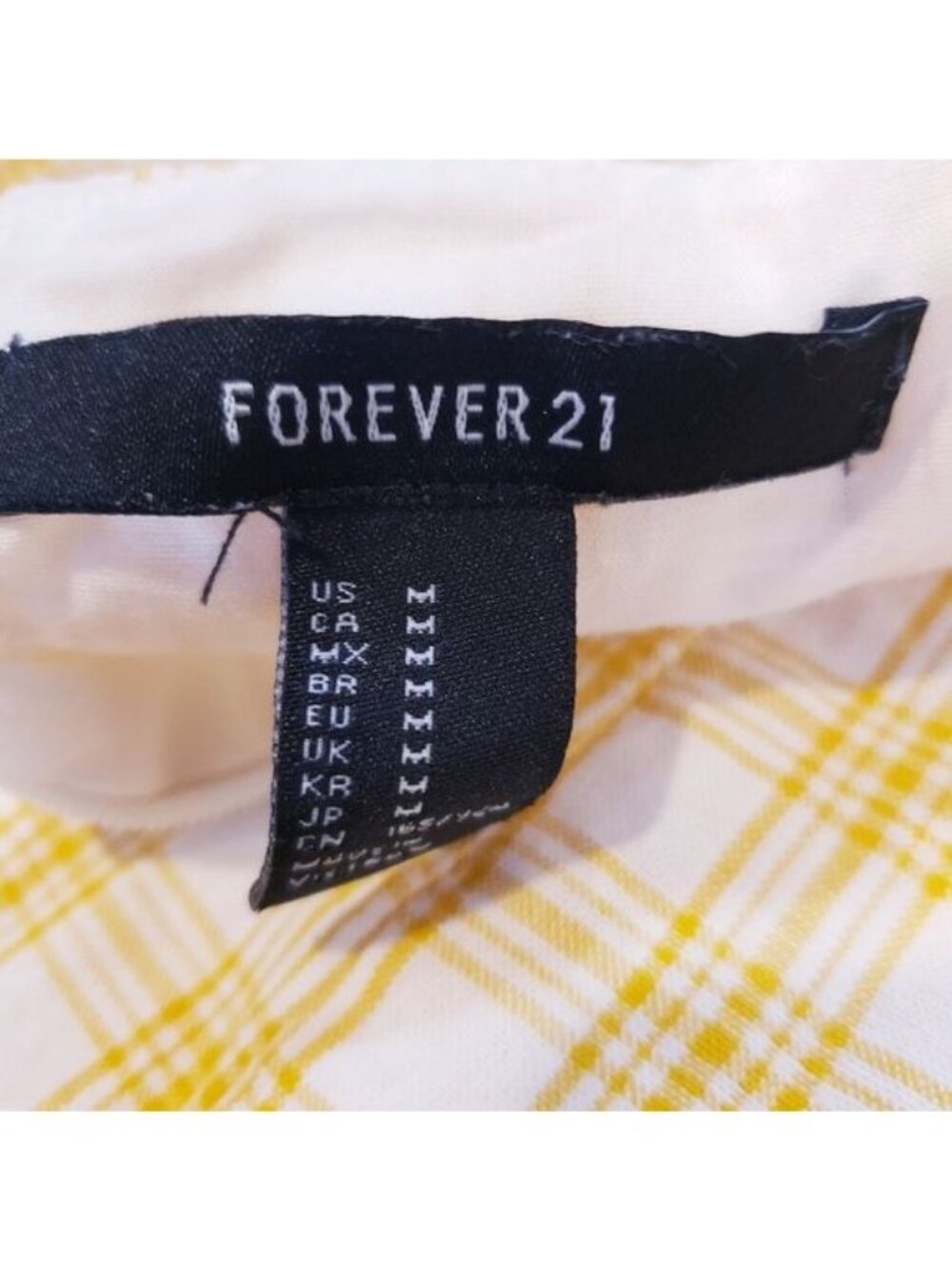 Forever 21 Yellow & White Plaid Sleeveless Mini Sun Dress Women's Size Medium - Picture 8 of 10